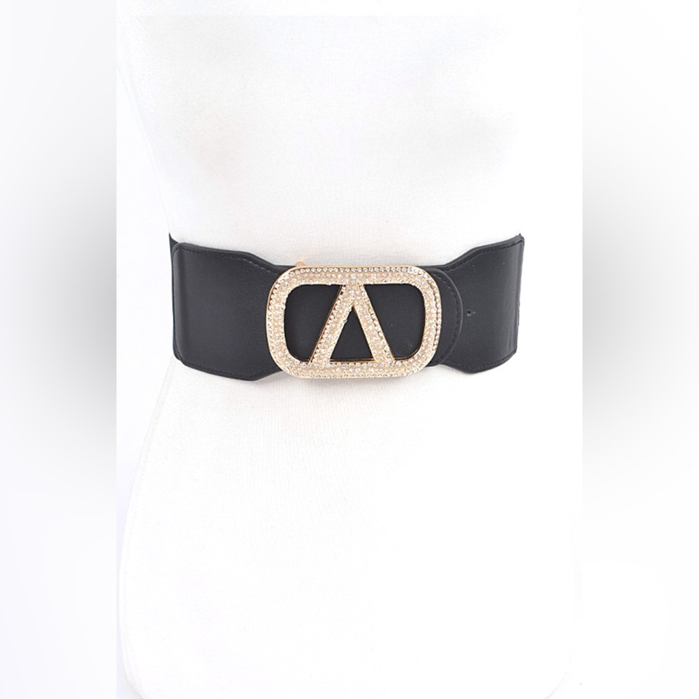 Plus Size Rhinestone Elastic Statement Belt - Picture 2 of 6